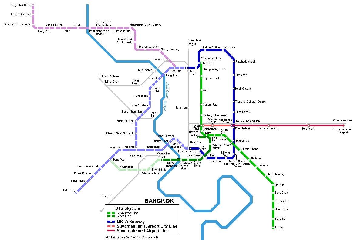 карта метро ў Бангкоку Тайланд