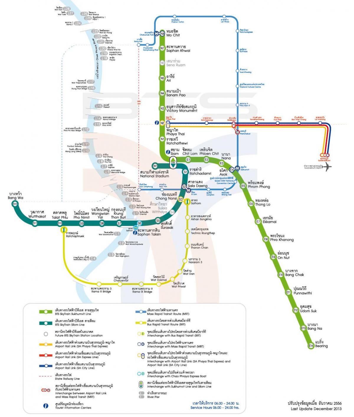 карта маршруту метро на карце Бангкока