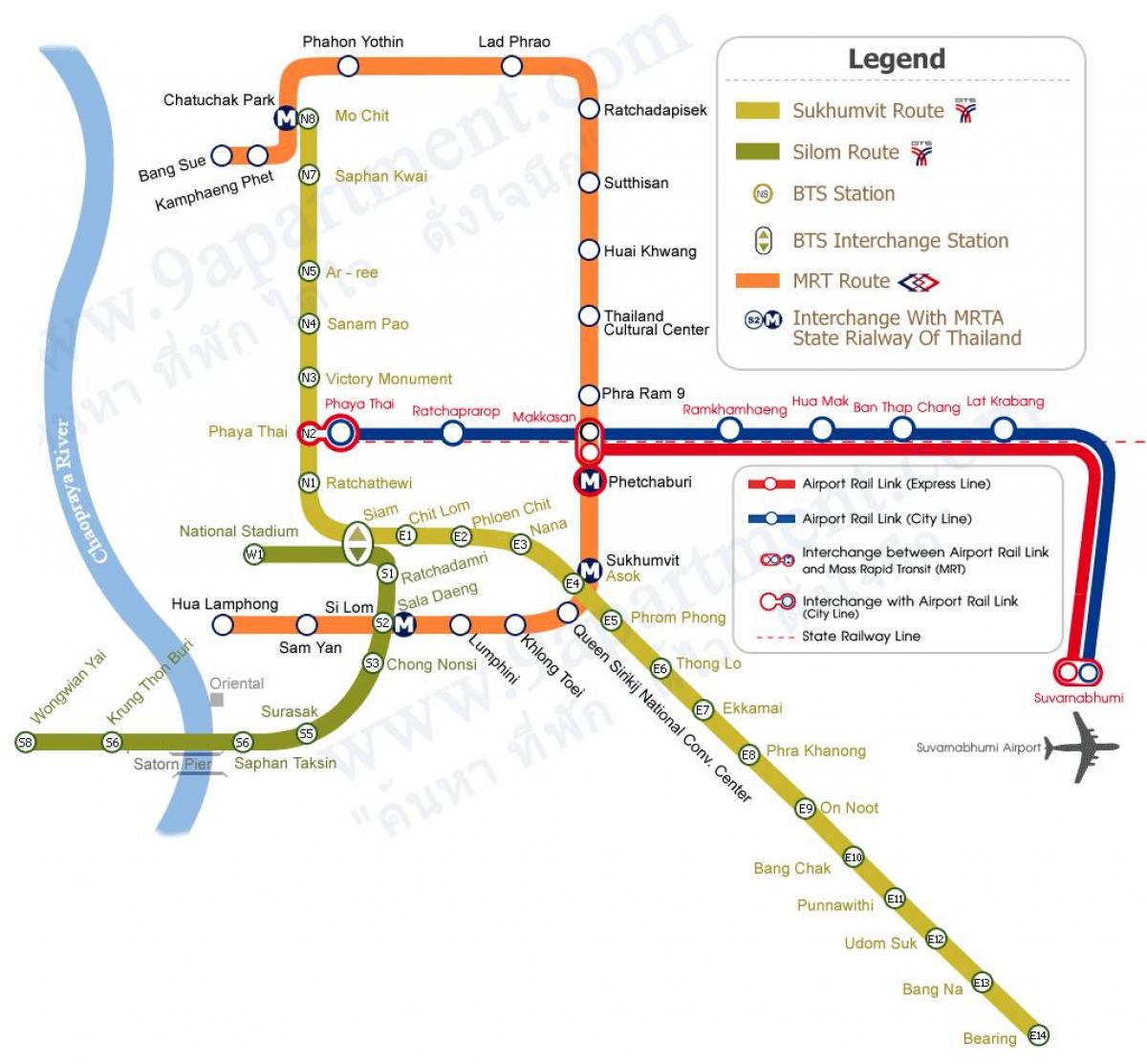 метро і BTS карта Бангкока