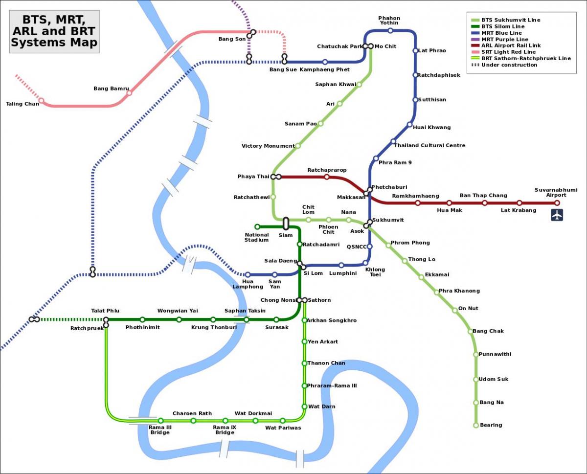 бангкокскай метро MRT карту