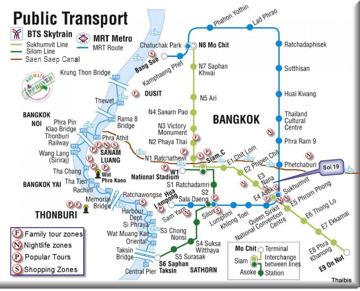 грамадскі транспарт карта Бангкока