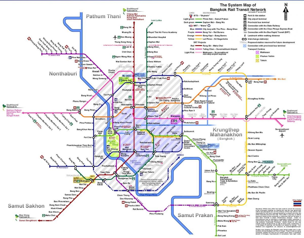 метро Бангкок: карта 2016