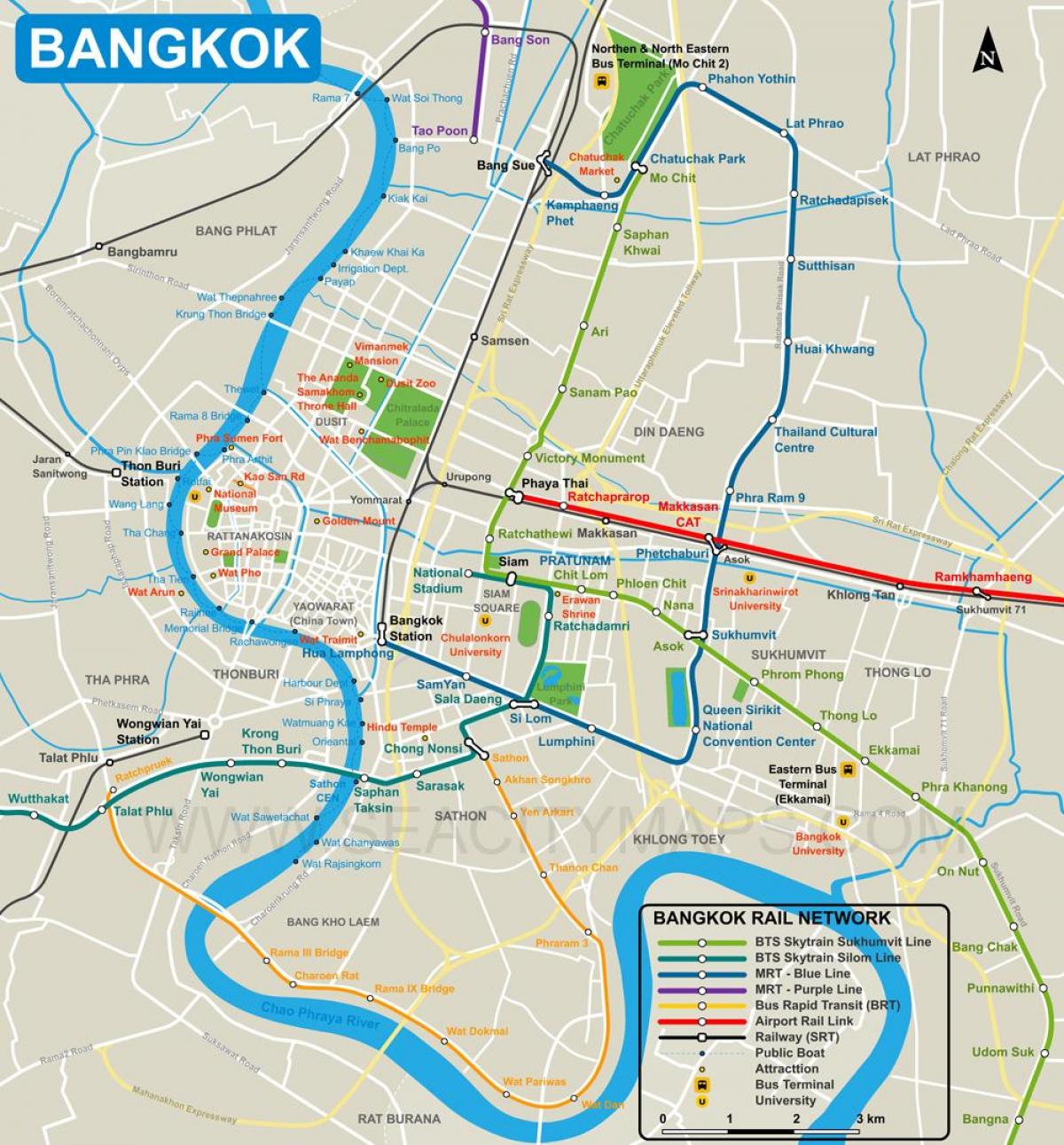 карта цэнтра горада Бангкок 