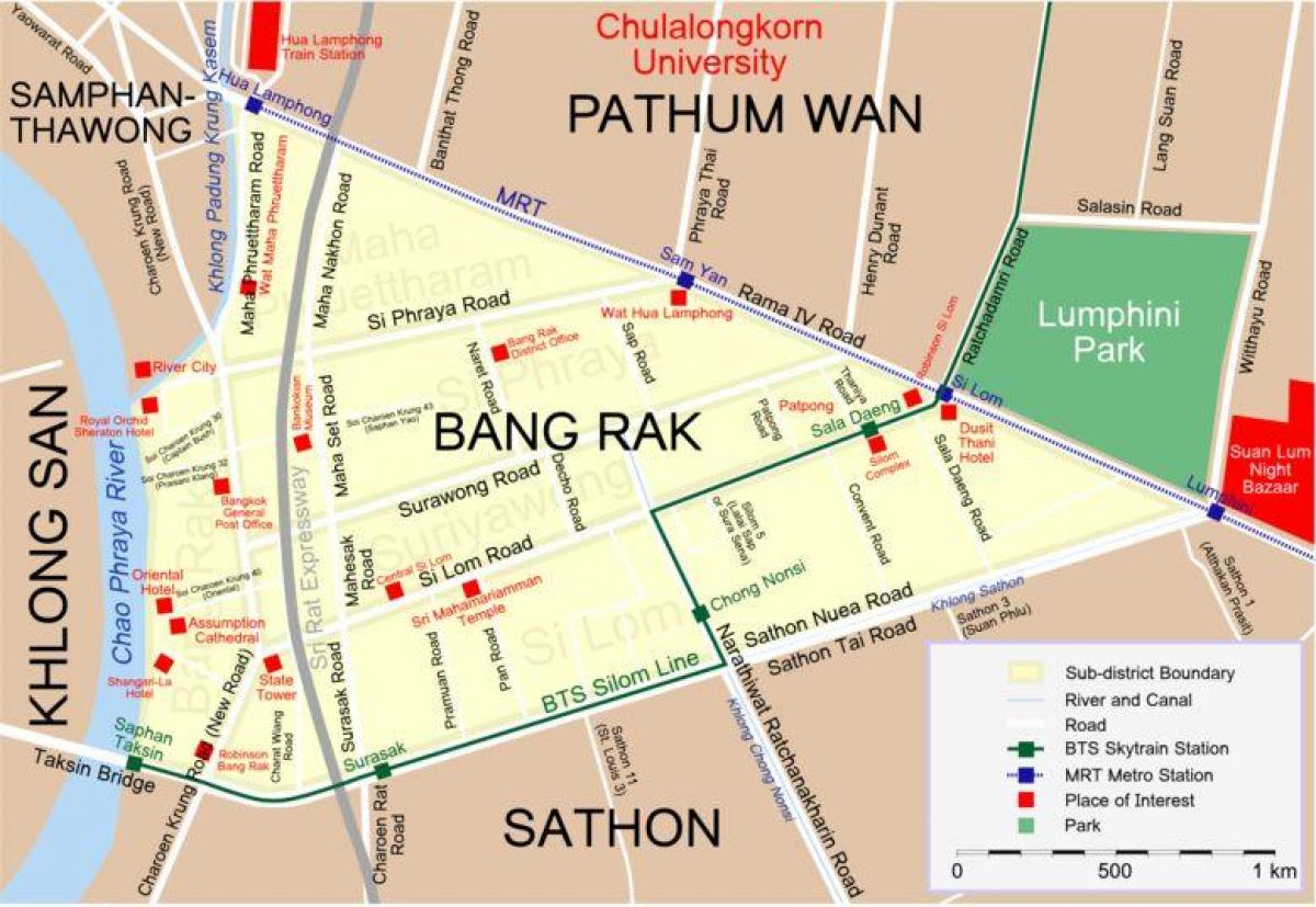 карта Бангкока чырвоных ліхтароў