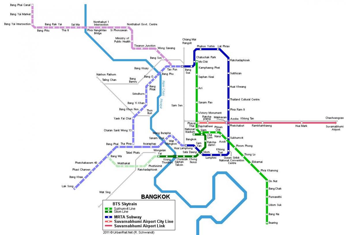 карта метро ў Бангкоку Тайланд
