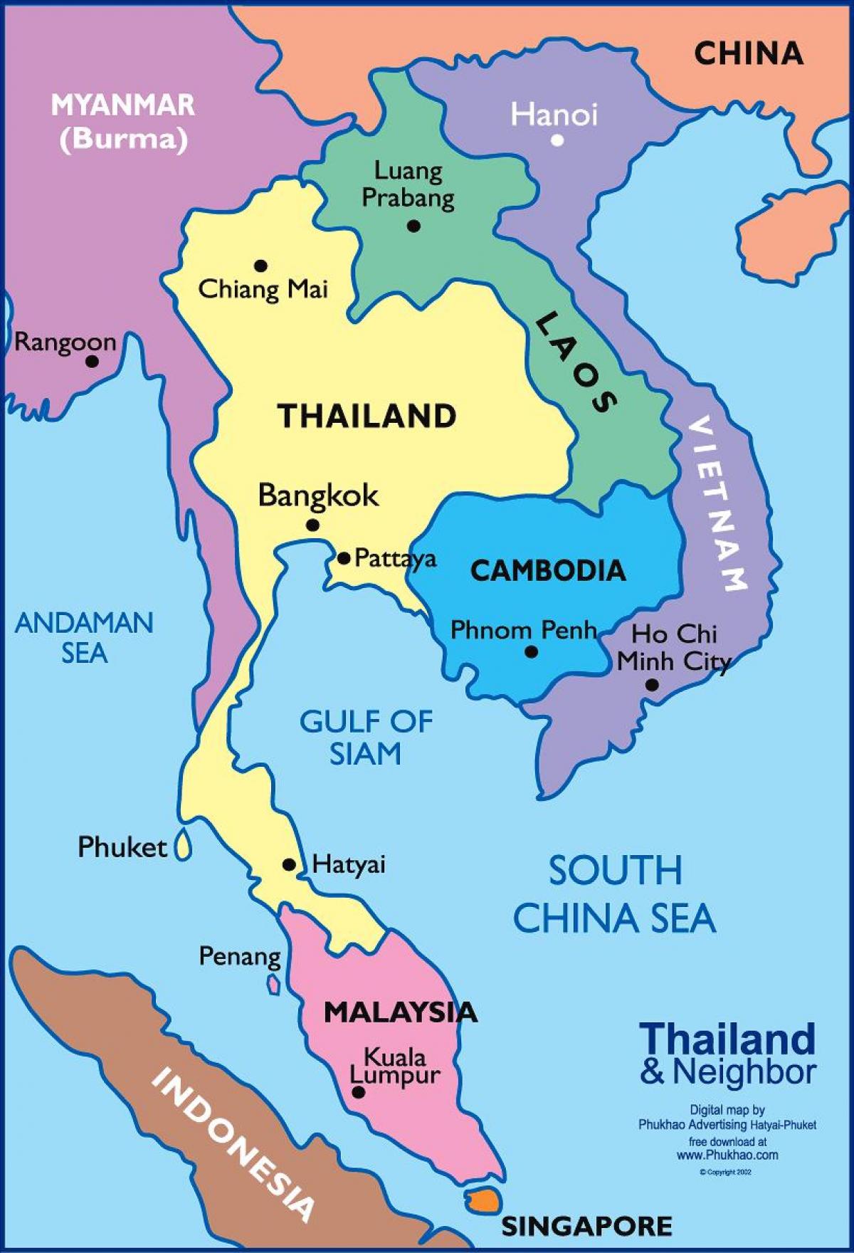 карту Бангкока, размяшчэнне
