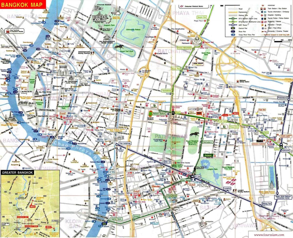 турыстычная карта Бангкока на англійскай