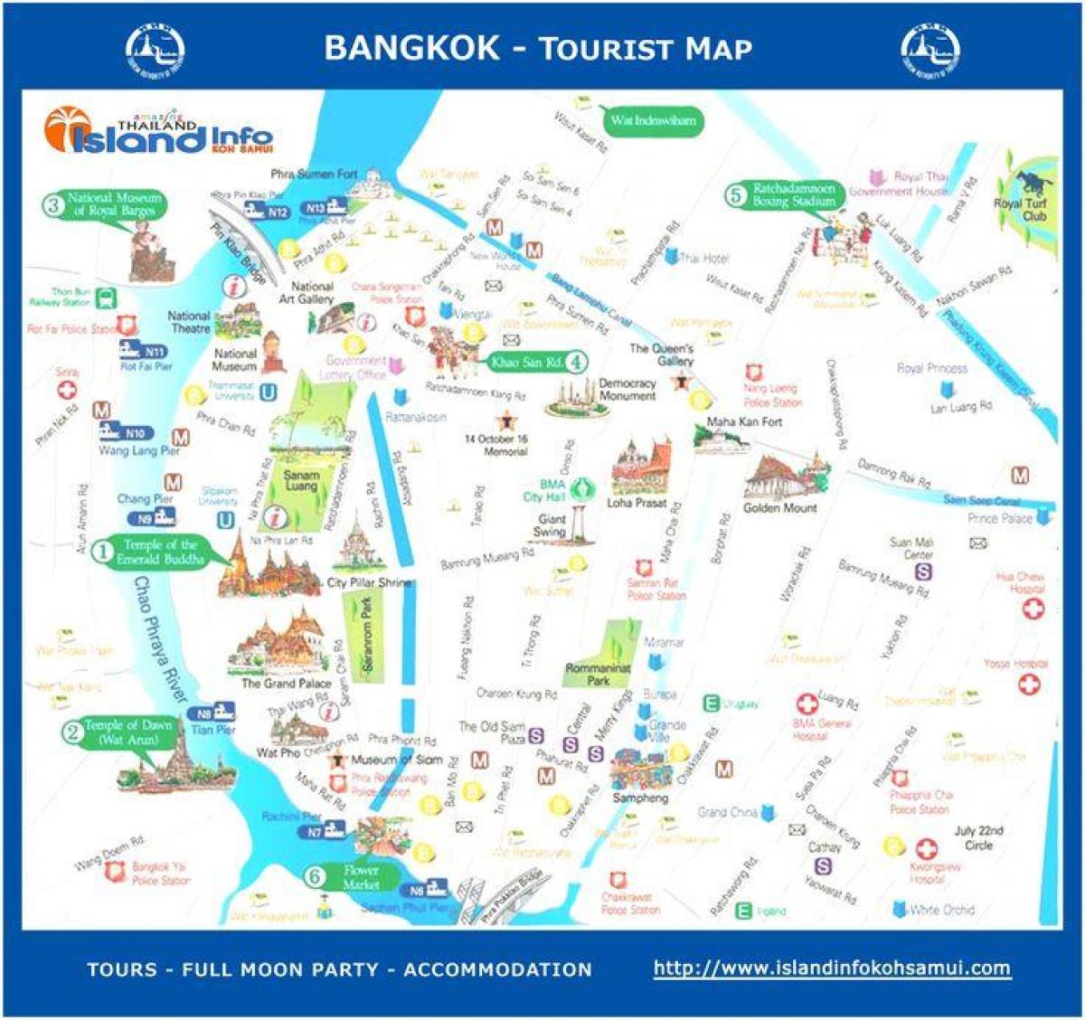 Бангкок, Тайланд турыстычная карта