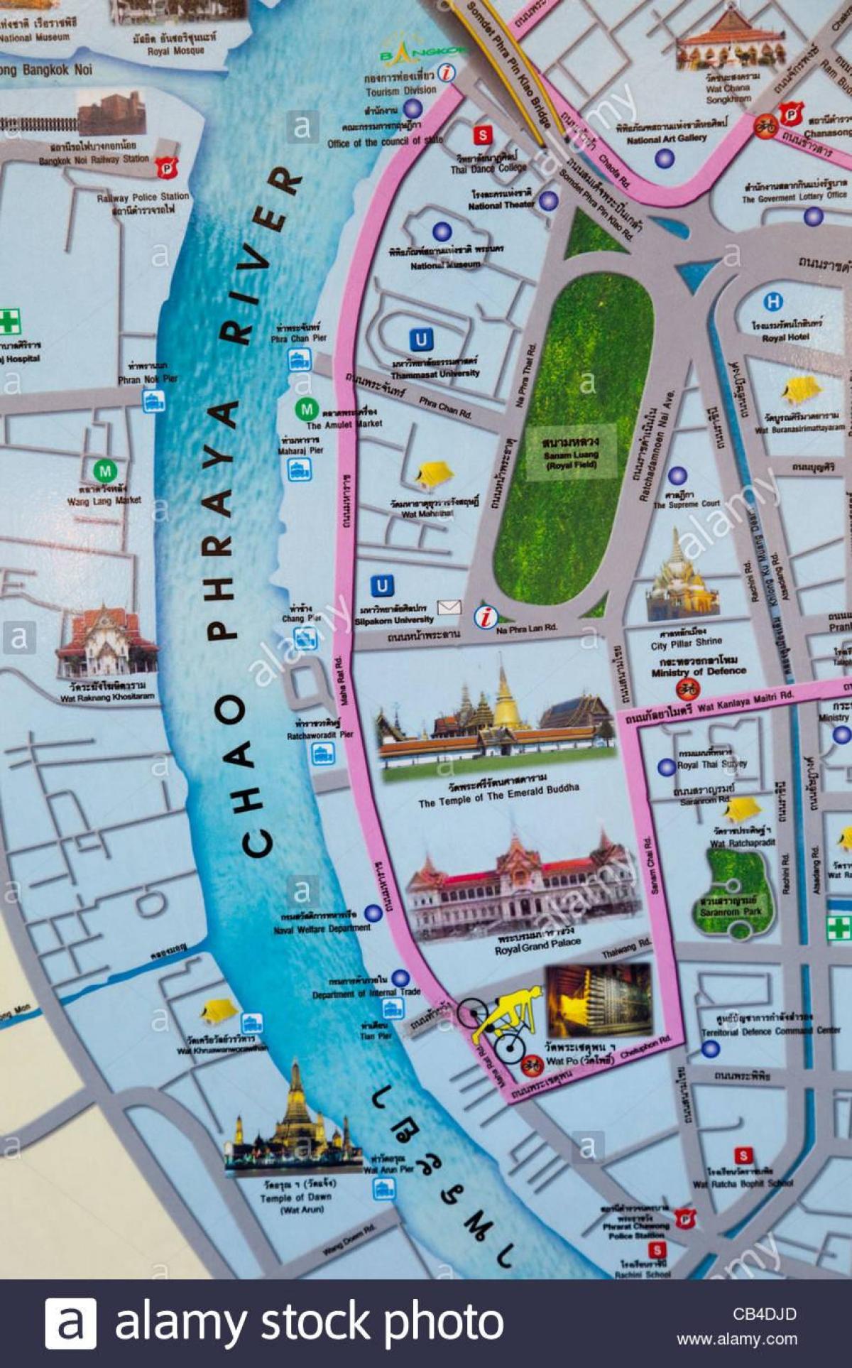 Бангкок карта з турыстычнымі месцамі