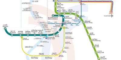 Карта маршруту метро на карце Бангкока